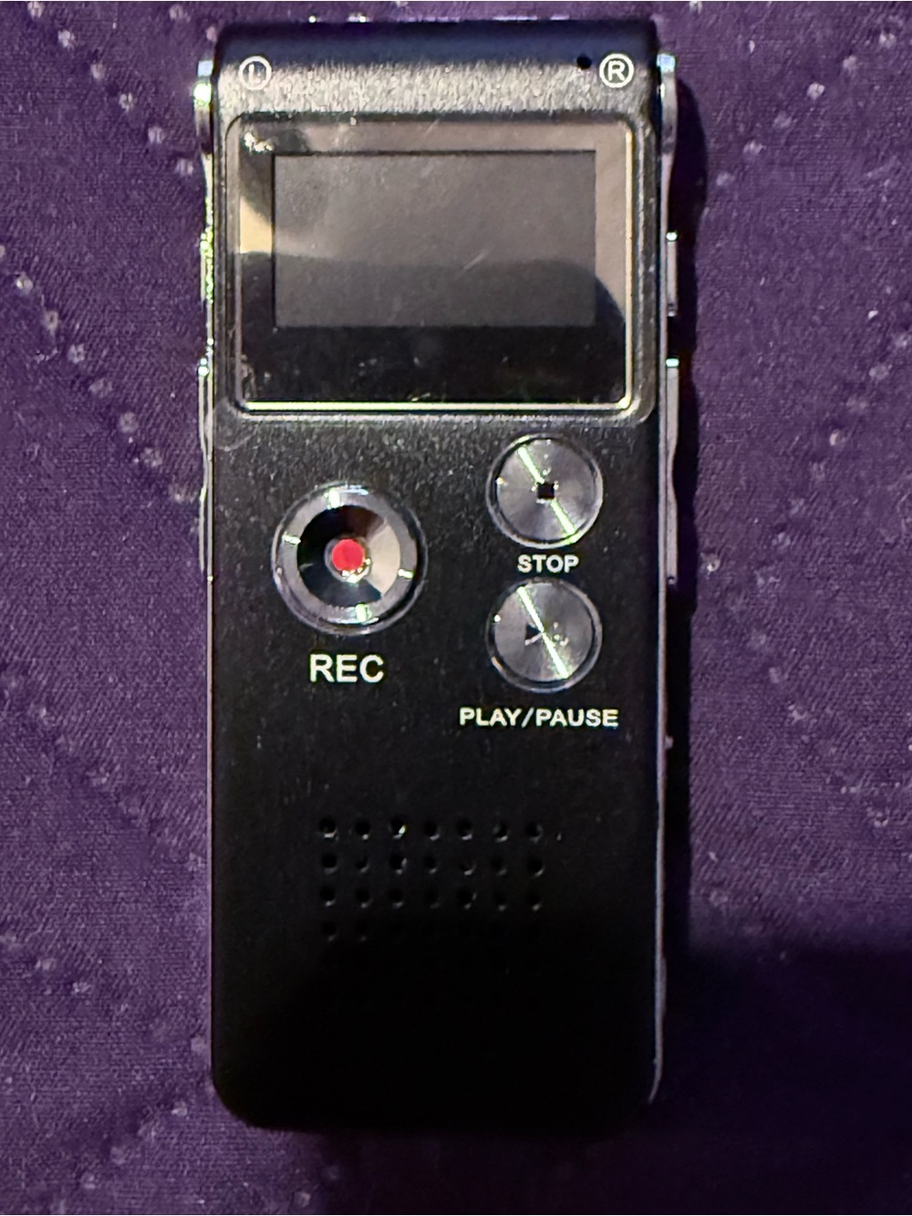 Rony Black Digital Voice Recorder with LCD and One-Touch Controls